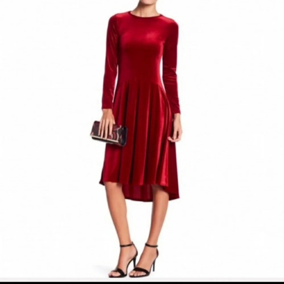 NWOT Go Couture GO Modest Velvet Hi-Lo Dress.SZ M - Picture 1 of 7